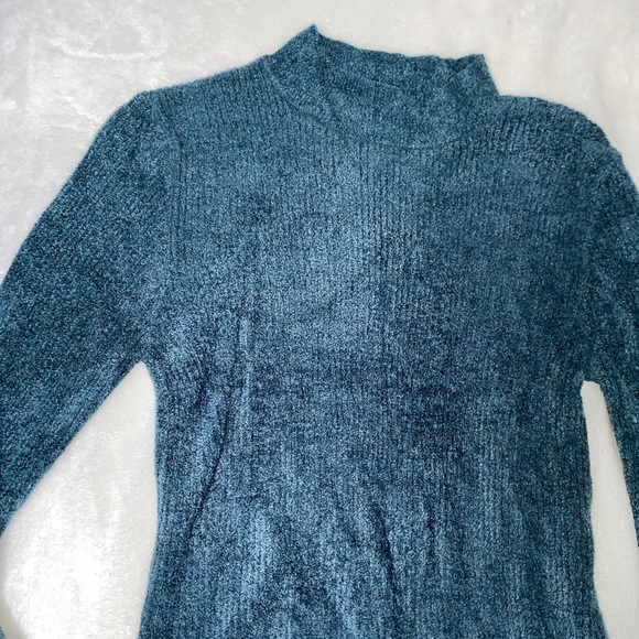 Cropped turtleneck woven dark teal color - Picture 2 of 2